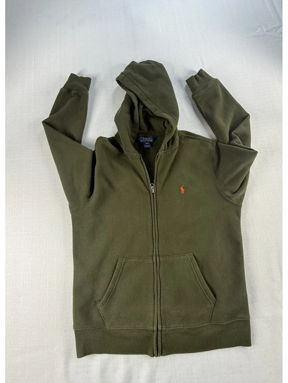 Polo Ralph Lauren Boys L 14-16 Olive Full Zip Hoodie